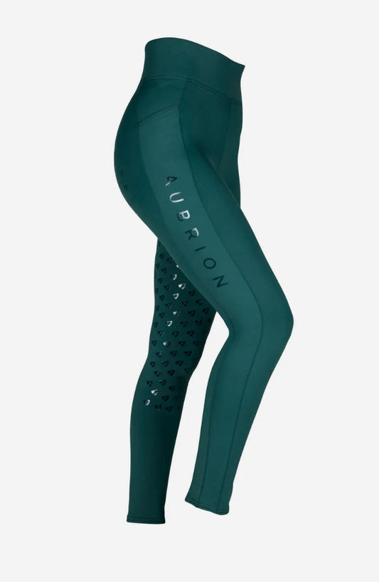 Shires Aubrion Eltar Riding Tights Young Rider - Green
