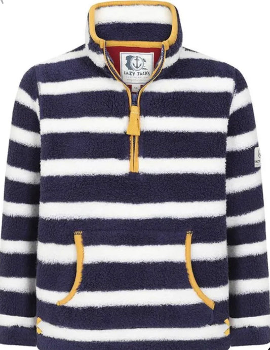 Boys 1/4 Zip Stripe Snug - Marine