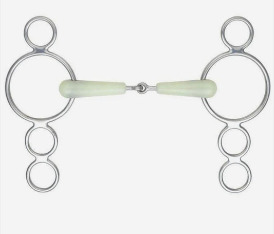 Shires Equikind Jointed 3 Ring Dutch Gag - Pale Green - 6"