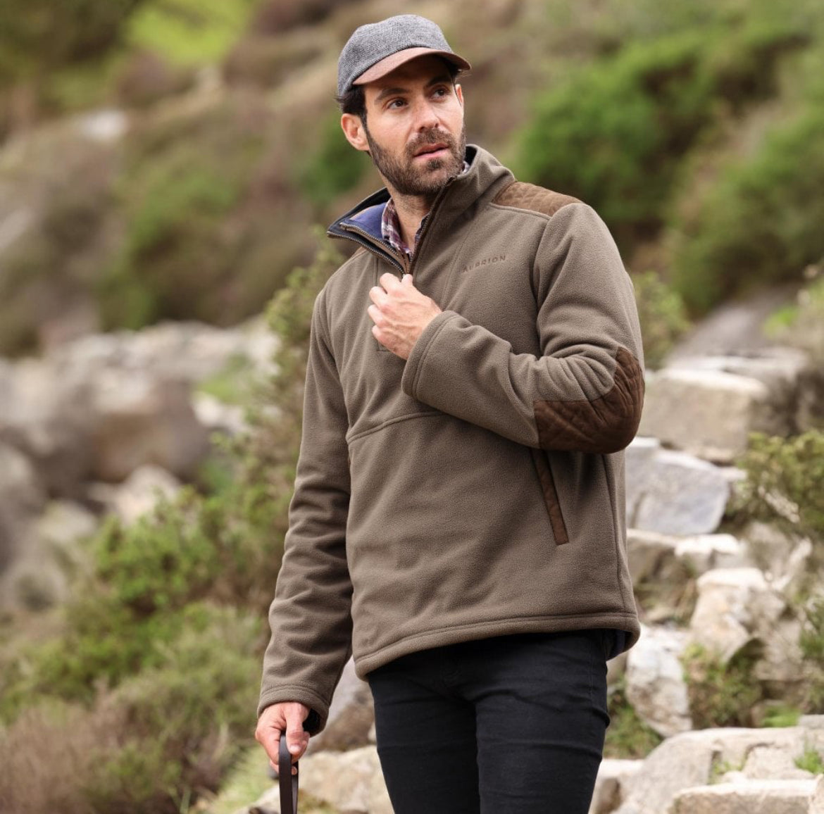 Aubrion Heritage Quarter Zip Fleece Unisex Dark Olive