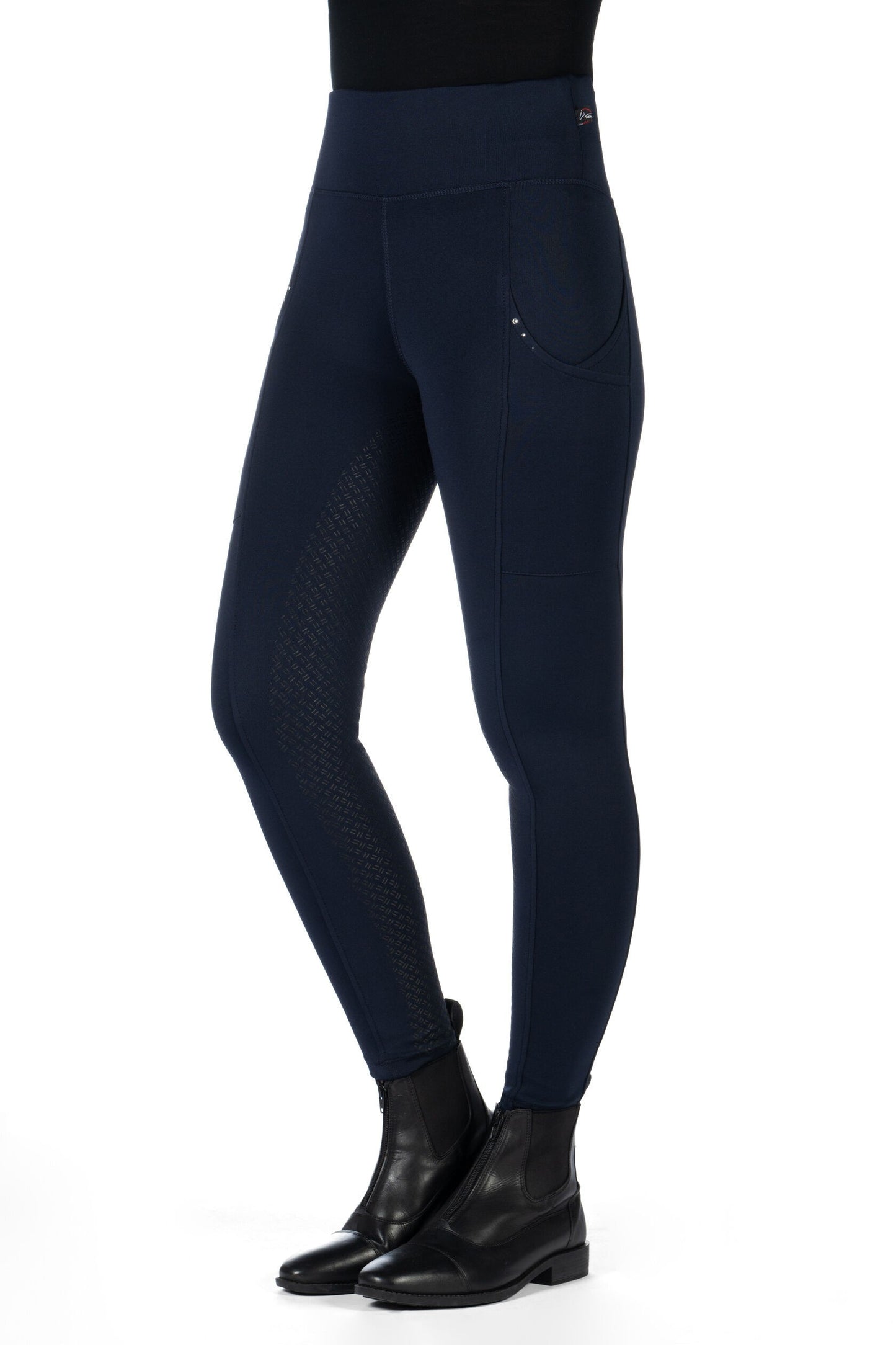 HKM Riding Leggings Cosy II Style Silicone Full Seat Deep Blue