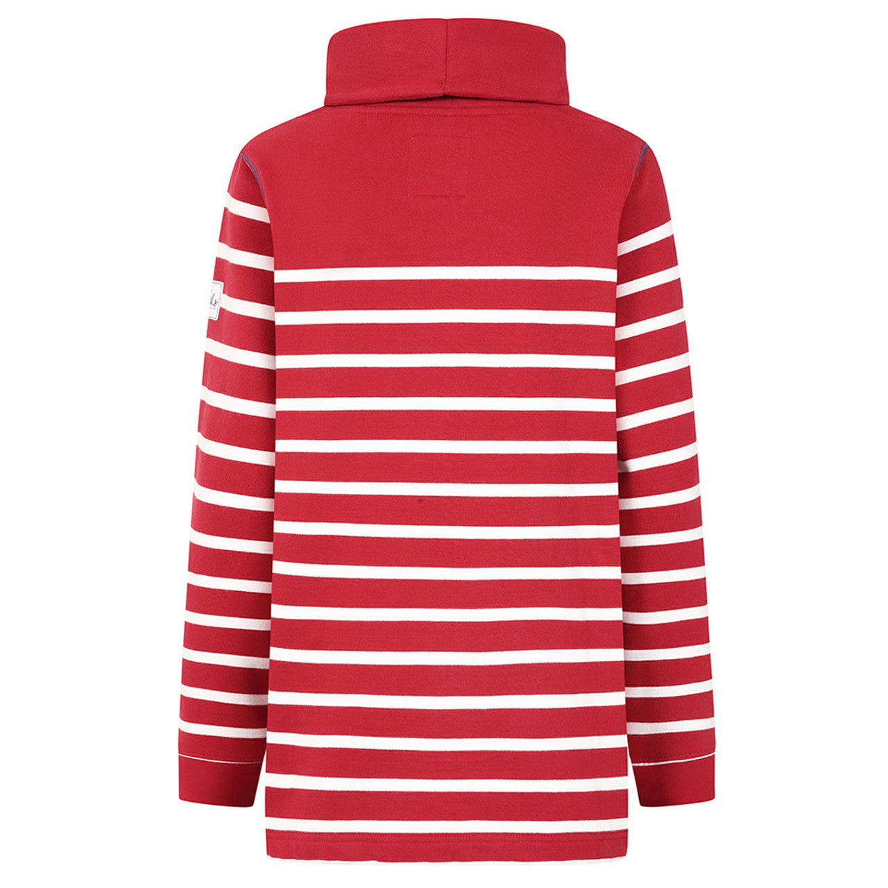 Lazy Jacks Ladies Roll Neck Striped Sweatshirt - Red