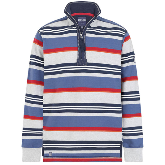 Lazy Jacks Mens Super Soft 1/4 Zip Striped Sweatshirt - Gray Marle