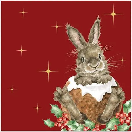 Wrendale Red/rabbit Napkin Pack.