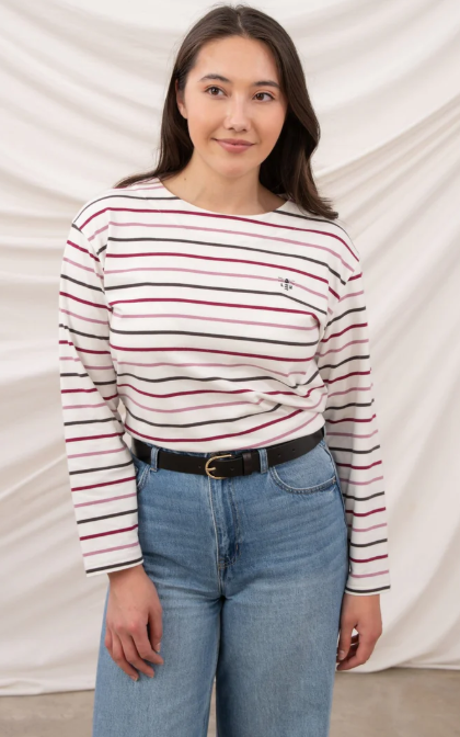 Lighthouse Causeway II Top - Cranberry Pink Stripe