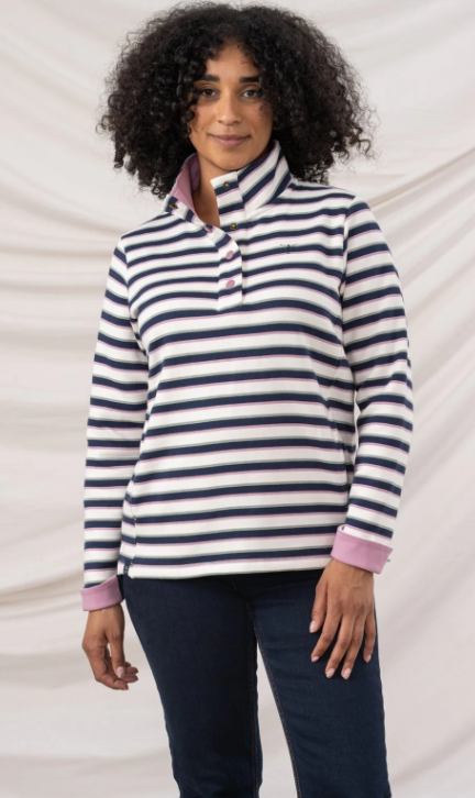 Lighthouse Haven II Jersey Navy Sage Rose Stripe