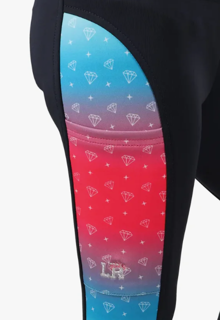 Hy Equestrian Dazzling Diamond Riding Tights By Little Rider - Navy