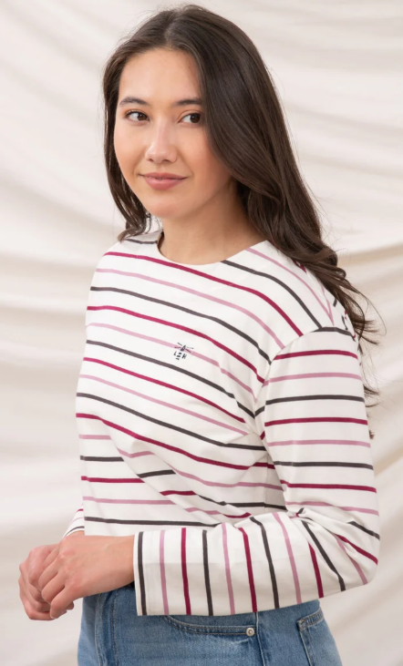 Lighthouse Causeway II Top - Cranberry Pink Stripe