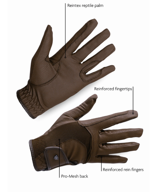 Woof Wear Reintex Mesh Riding Gloves Chocolate