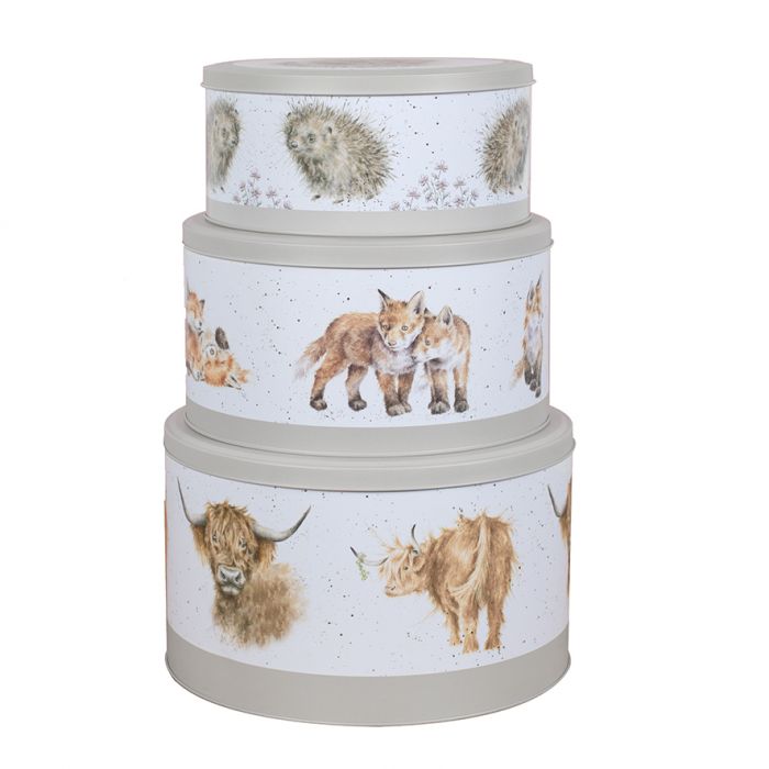 Wrendale 'Cow,Fox,Hedgehog' 3 Piece Cake Tin