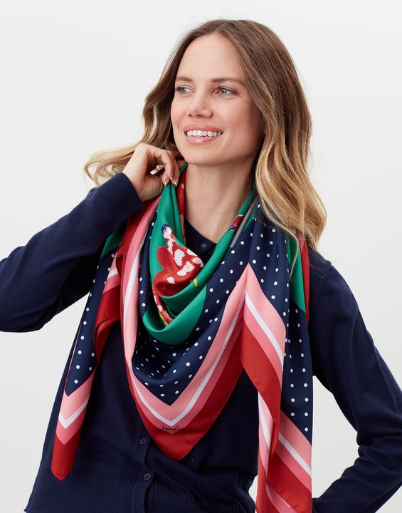 Joules Agatha Womens Large Printed Square Scarf - Navy Bees - Clothing from  Oakfield