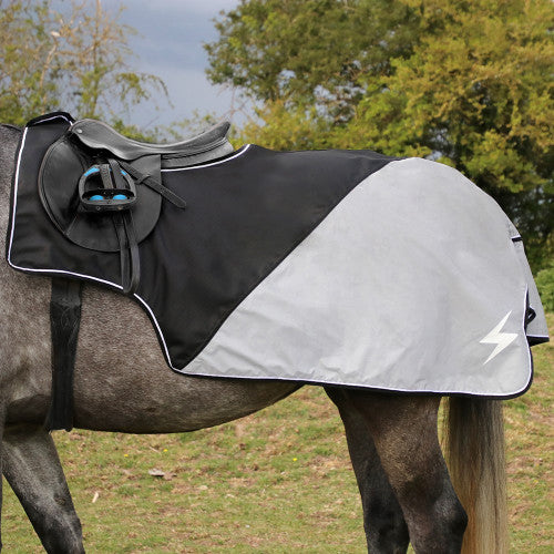 Hy Equestrian Silva Flash Black/Reflective Silver Waterproof Exercise Sheet