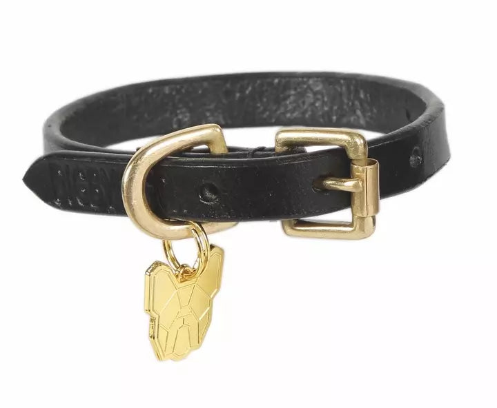 Shires Digby & Fox Black Flat Leather Dog Collar