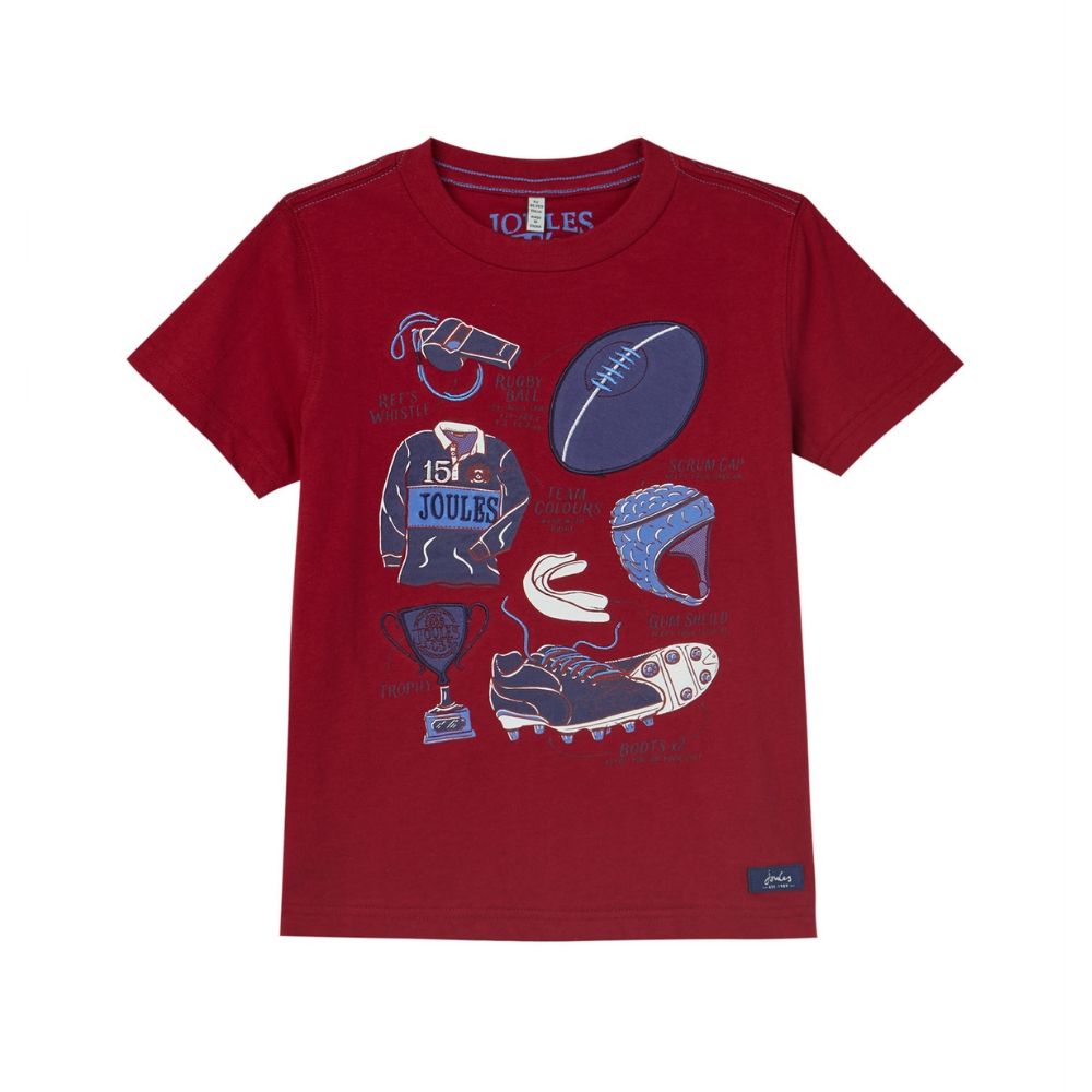 Joules Boys Wildside Red Rugby T-Shirt