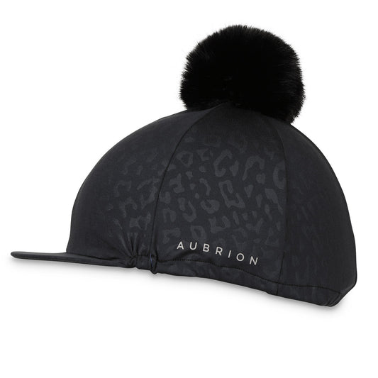 Shires Aubrion Leopard Print Black Hat Cover