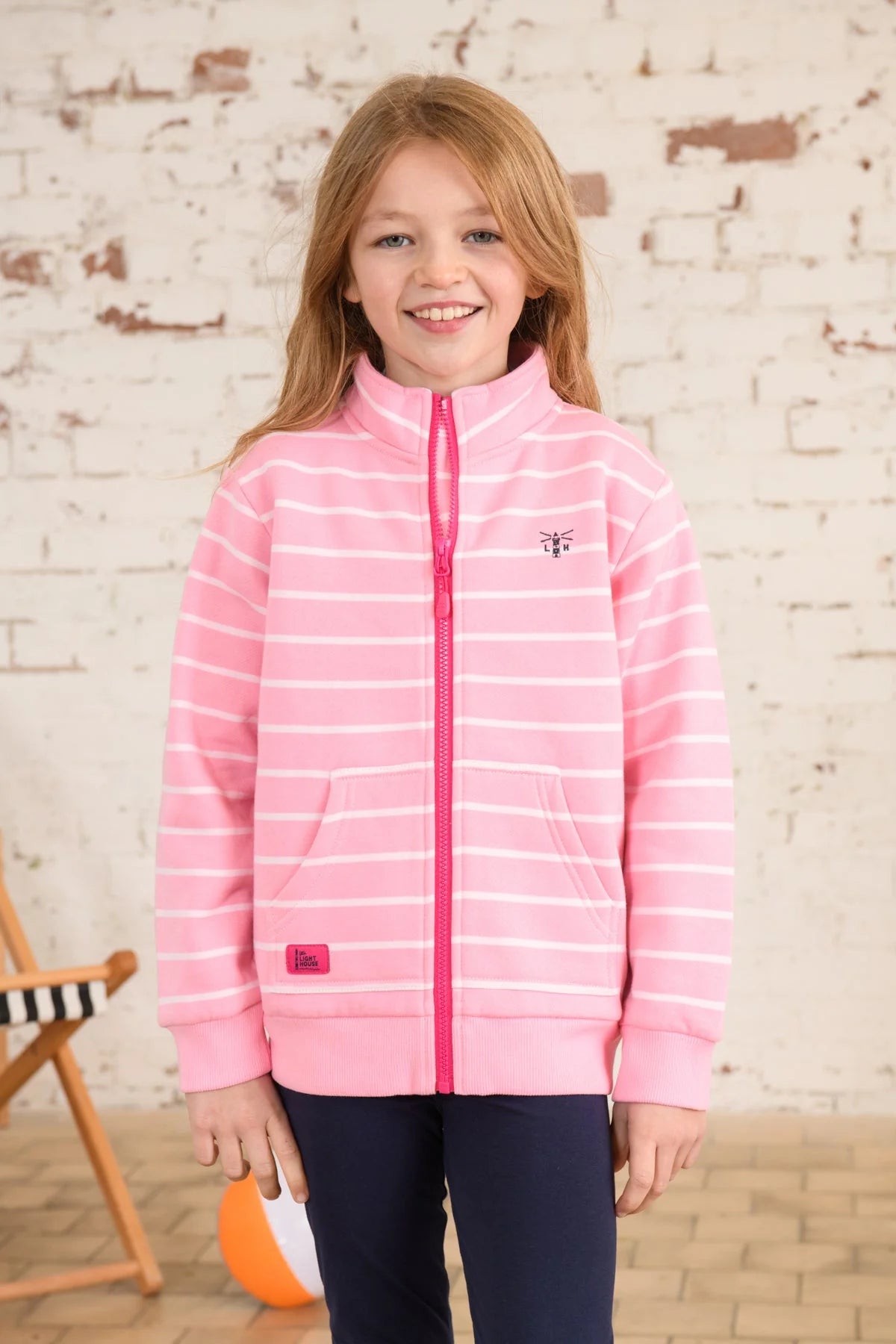 LightHouse Childs Ava Blush Pink Stripe Full Zip