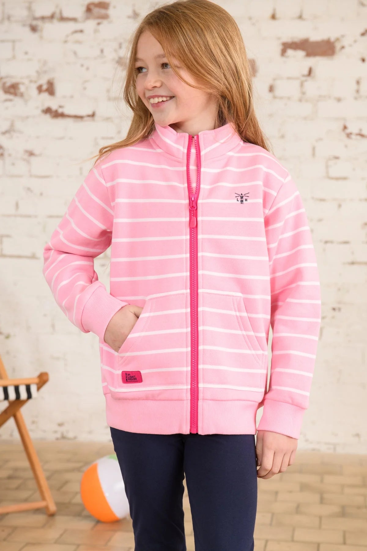 LightHouse Childs Ava Blush Pink Stripe Full Zip