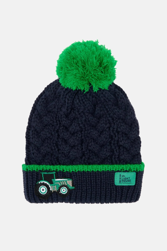 LightHouse Childs Bobbie Green Tractor Bauble Hat