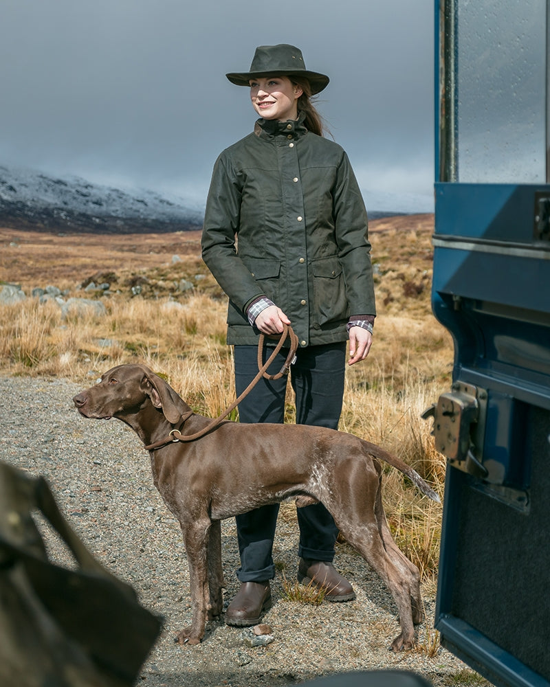 Hoggs Of Fife Caledonia Ladies Antique Olive Wax Jacket