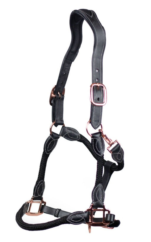 Cameo Anatomical Black Leather Headcollar