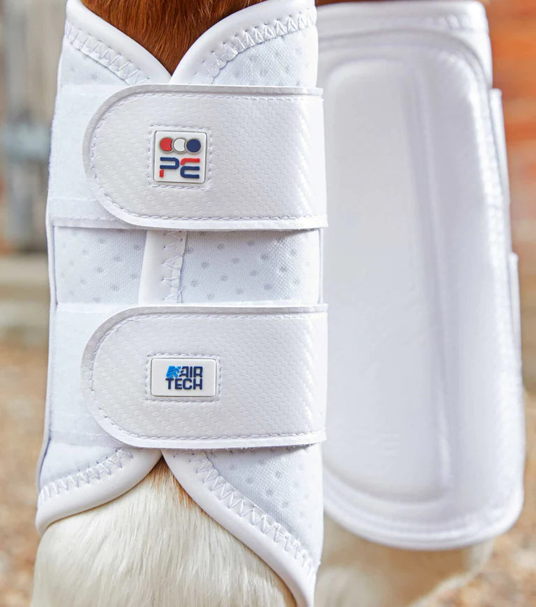 Premier Equine Carbon Air-Tech White Locking Brushing Boots