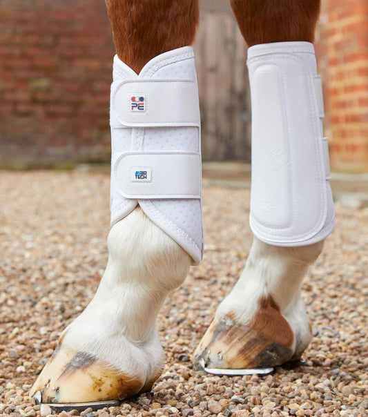 Premier Equine Carbon Air-Tech White Locking Brushing Boots