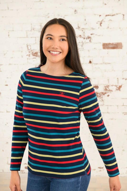 Lighthouse Causeway Apple Red Stripe Long Sleeve Top