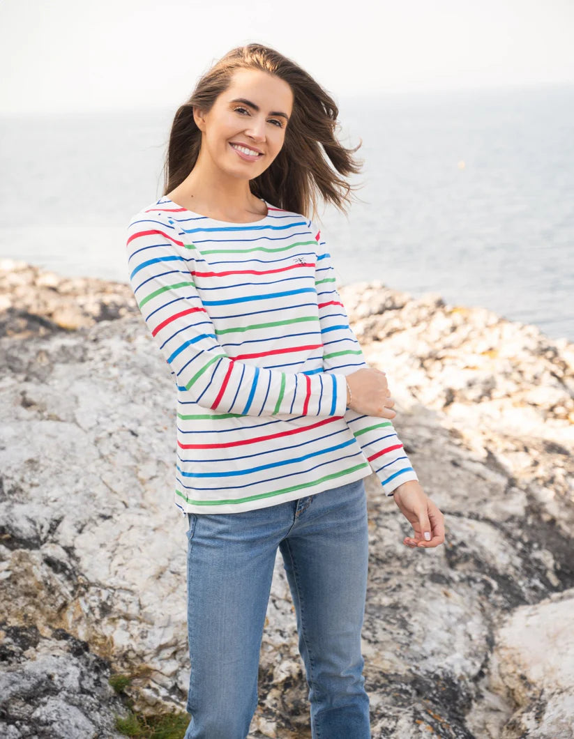 Lighthouse Causeway Long Sleeve Top - Blue Poppy Stripe