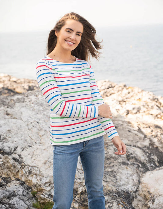 Lighthouse Causeway Long Sleeve Top - Blue Poppy Stripe