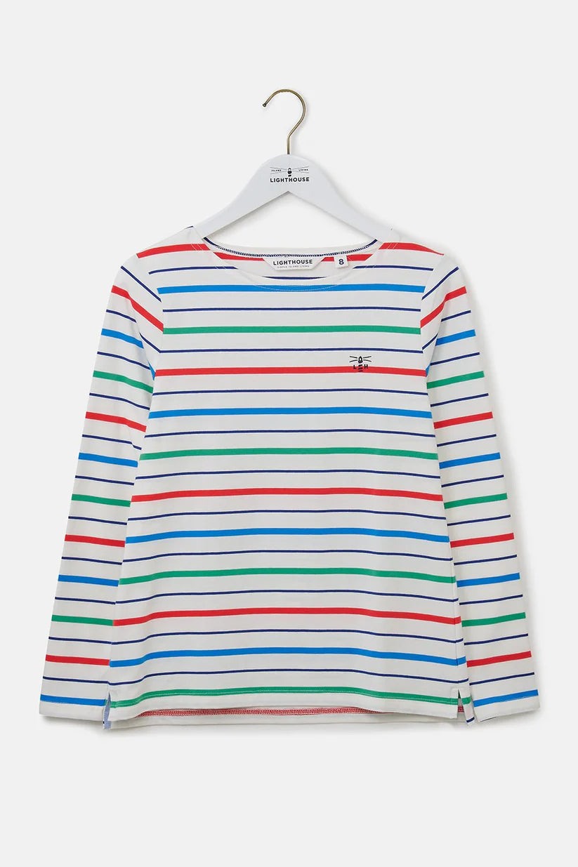 Lighthouse Causeway Long Sleeve Top - Blue Poppy Stripe