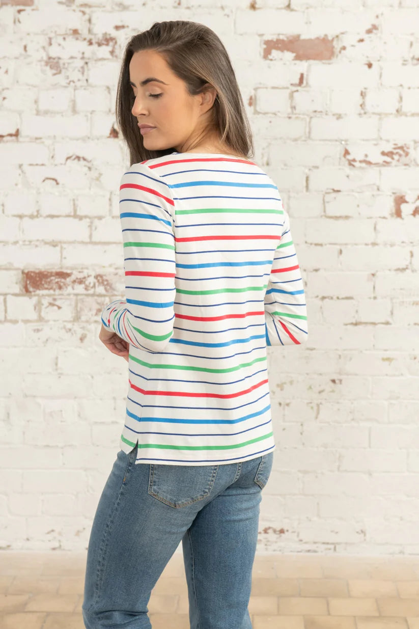 Lighthouse Causeway Long Sleeve Top - Blue Poppy Stripe