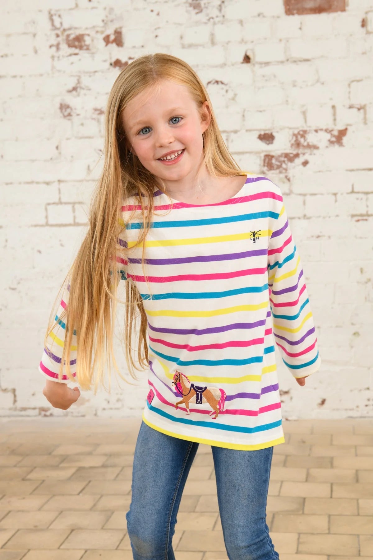 LightHouse Childs Causeway Multi Stripe Dressage Horse Long Sleeve Top