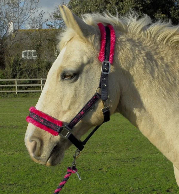 Rhinegold Crystal Star Pink/Navy Headcollar & Leadrope