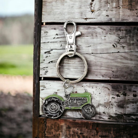 At Home In The Country Green Enamel Tractor Keyring