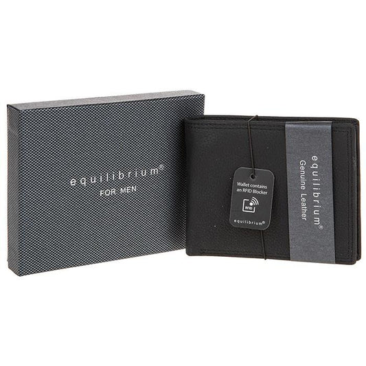 Equilibrium Mens Black RFID Leather Wallet