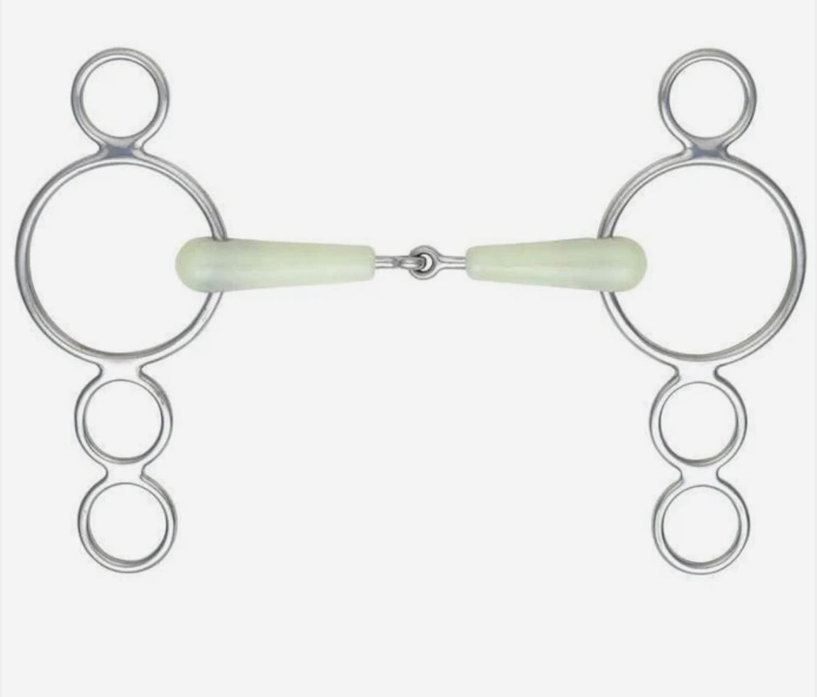Shires Equikind Jointed 3 Ring Dutch Gag - Pale Green - 6"