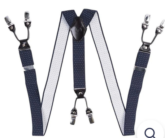 Heritage Braces - Navy/white Dots