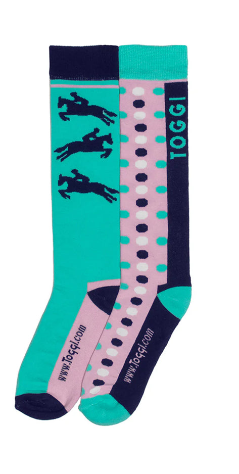 Toggi Deanna Womens 2 Pack Socks - Aqua/twilight Blue Size 4-8