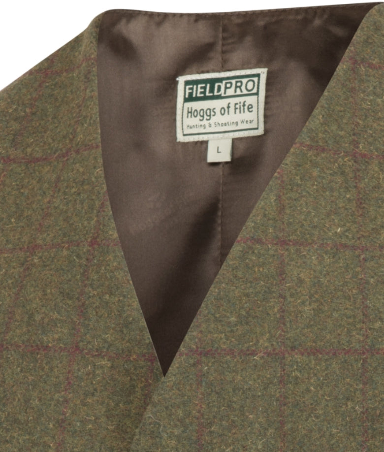 Hoggs Of Fife Tummel Tweed Dress Waistcoat Olive/wine