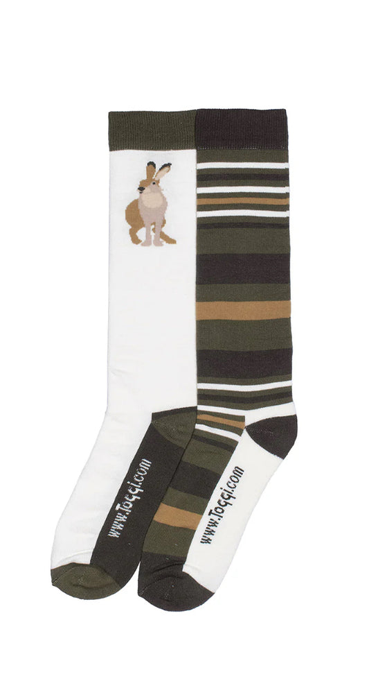 Toggi Ophelia Womens 2 Pack Of Socks - Hare/print/stripe - 4-8