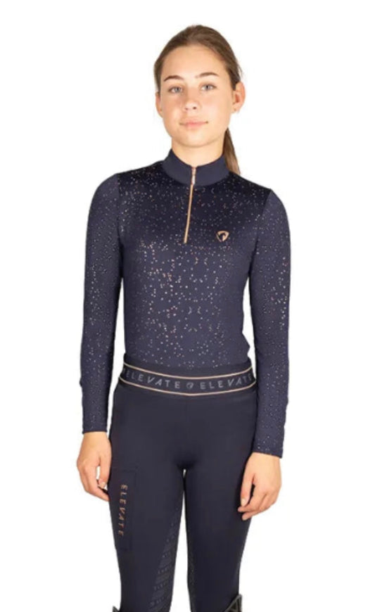 Hy Equestrian Elevate Allure Mizs Base Layer Navy/gold