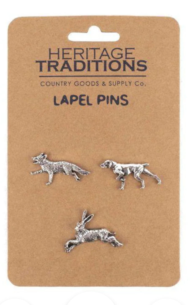 Heritage Pin Badge 3pk Set Pointer, Fox, Hare