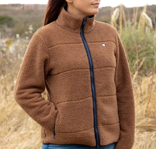 HY EQUESTRIAN Elevate Style Teddy Fleece Jacket - Brown
