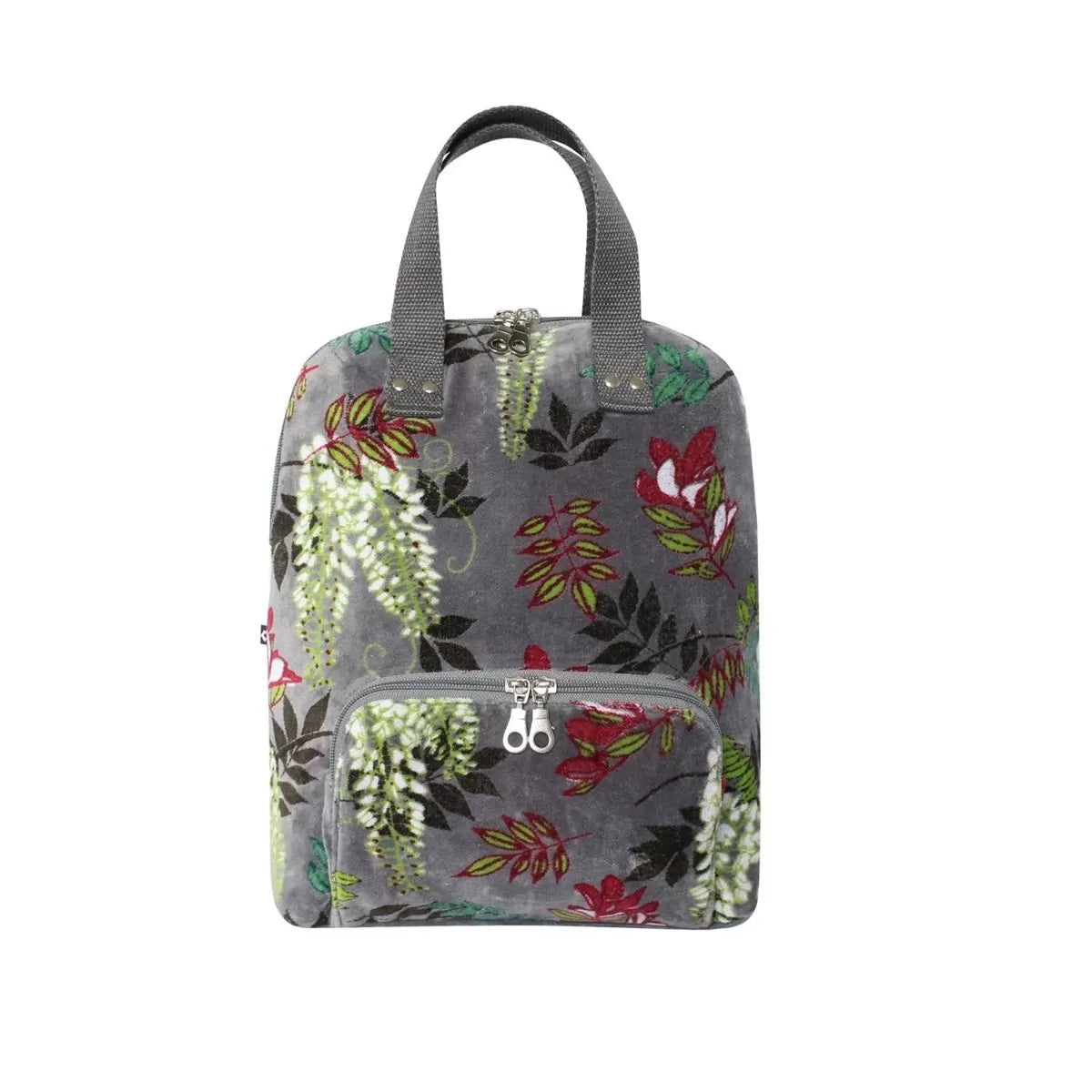 Earth Squared Printed Grey Velvet Alice Backpack