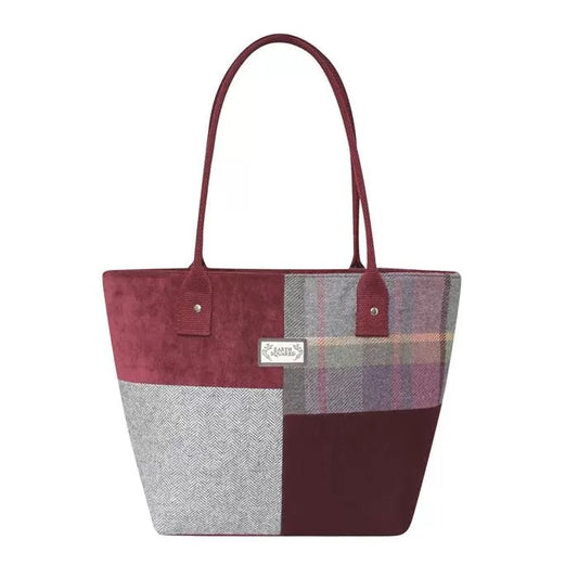 Earth Squared Gullane Plum Tweed Patchwork Tote Bag