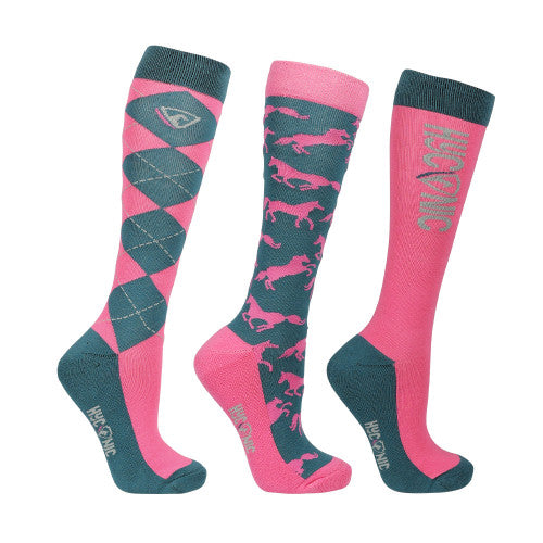 Hy Equestrian Hyconic 3 Pack Pattern Socks - Adults (4-8)