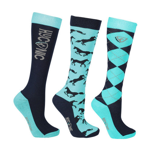 Hy Equestrian Hyconic 3 Pack Pattern Socks - Adults (4-8)