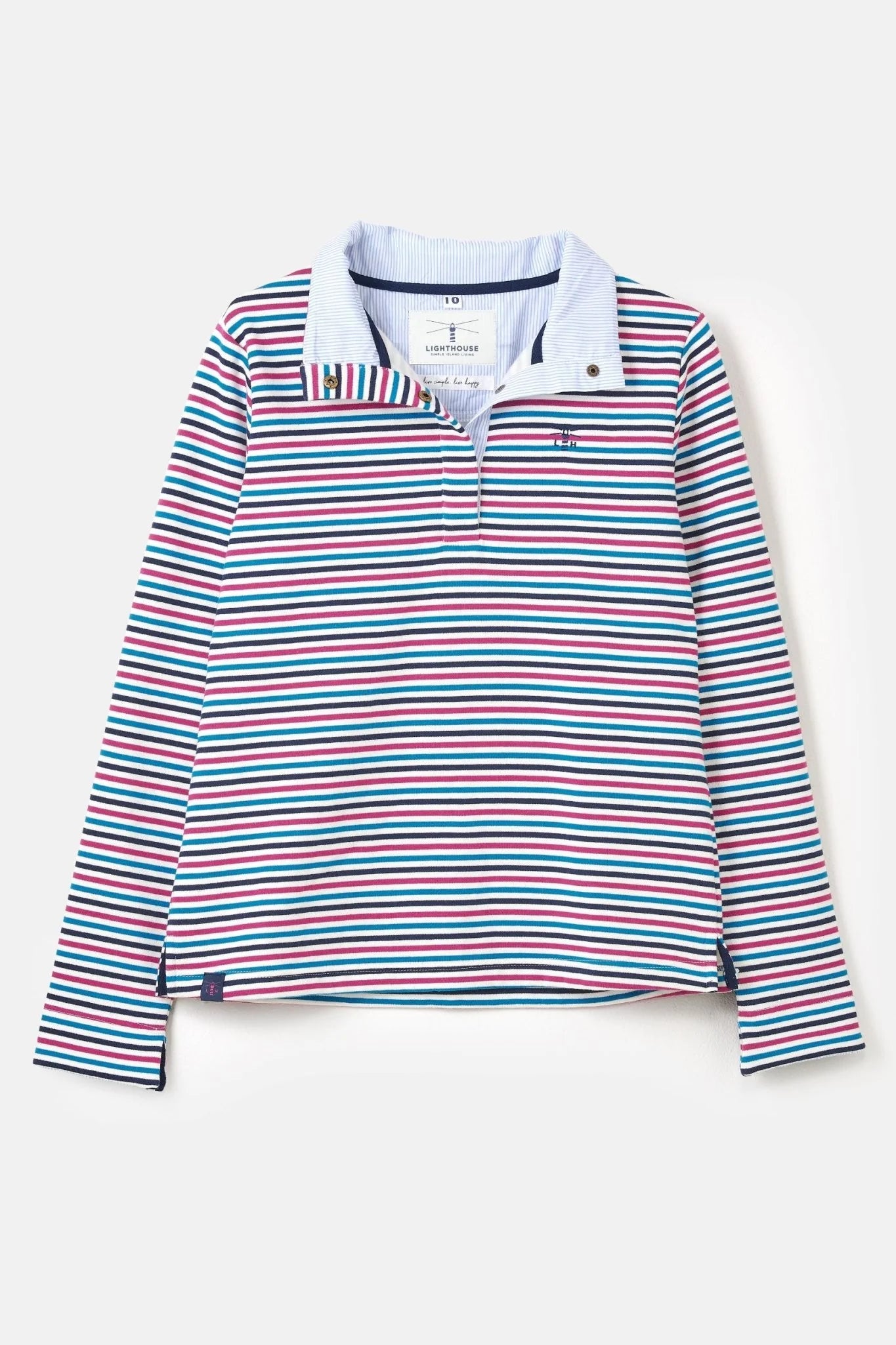 Lighthouse Haven Berry/teal Stripe Jersey