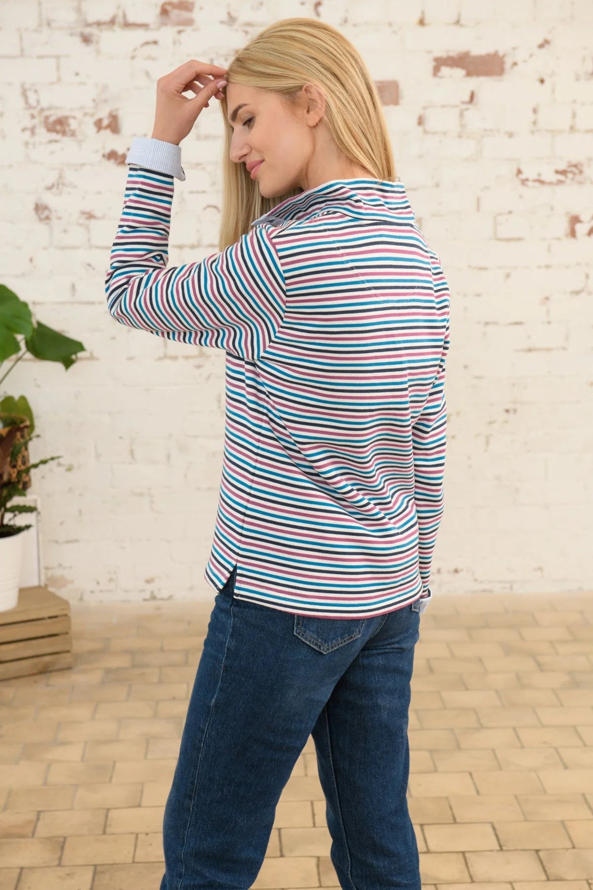 Lighthouse Haven Berry/teal Stripe Jersey