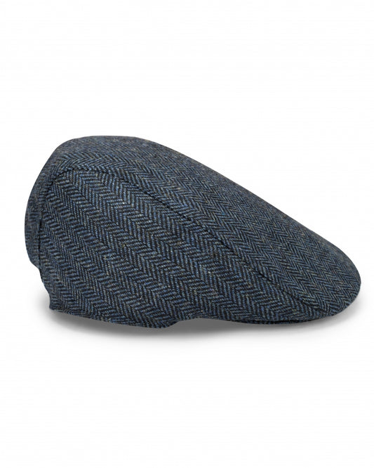 Hoggs Of Fife Herringbone Waterproof Navy Tweed Cap